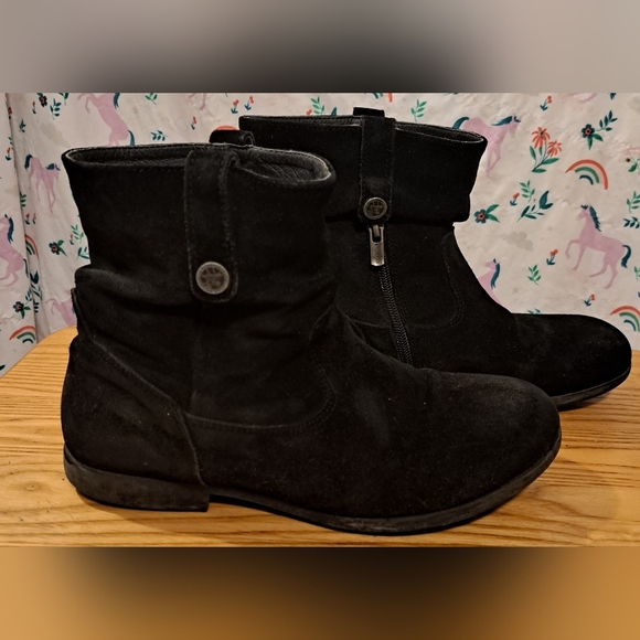 Y2K Birkenstock Sarnia Black Suede Moto Indie Goth Winter Casual Boot Shoe SZ 8 - Picture 1 of 10
